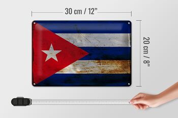 Signe en étain drapeau Cuba 30x20cm drapeau de Cuba rouille 4