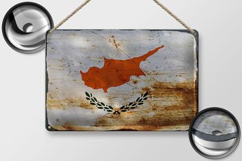 Panneau en étain drapeau de Chypre 30x20cm, drapeau de Chypre rouille 2