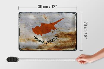 Panneau en étain drapeau de Chypre 30x20cm, drapeau de Chypre rouille 4