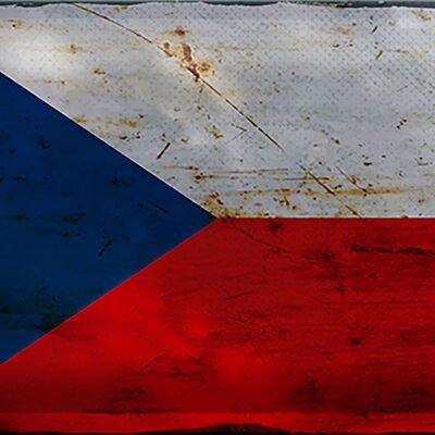 Cartel de chapa Bandera República Checa 30x20cm República Checa Óxido