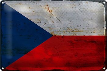 Signe en étain drapeau République tchèque 30x20cm République tchèque rouille 1