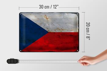 Signe en étain drapeau République tchèque 30x20cm République tchèque rouille 4