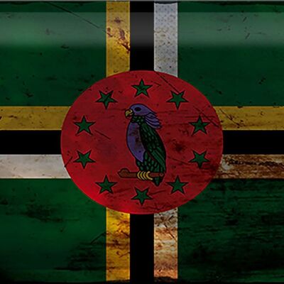 Blechschild Flagge Dominica 30x20cm Flag of Dominica Rost