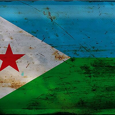 Blechschild Flagge Dschibuti 30x20cm Flag Djibouti Rost