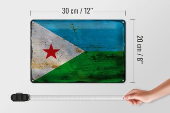 Plaque en tôle Drapeau Djibouti 30x20cm Drapeau Djibouti Rouille 4
