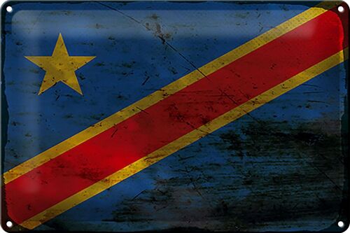 Blechschild Flagge DR Kongo 30x20cm democratic Congo Rost