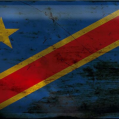 Targa in metallo bandiera DR Congo 30x20 cm Congo democratico ruggine