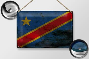 Signe en étain drapeau RD Congo 30x20cm Congo démocratique rouille 2