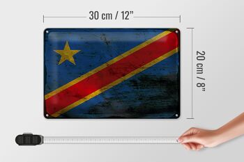 Signe en étain drapeau RD Congo 30x20cm Congo démocratique rouille 4