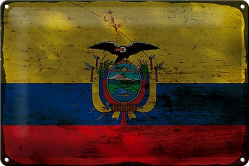 Blechschild Flagge Ecuador 30x20cm Flag of Ecuador Rost