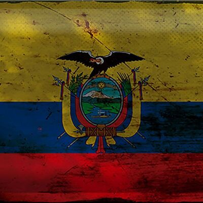 Targa in metallo Bandiera Ecuador 30x20 cm Bandiera dell'Ecuador Ruggine