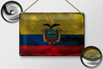 Signe en étain drapeau de l'Équateur 30x20cm, drapeau de l'équateur rouille 2