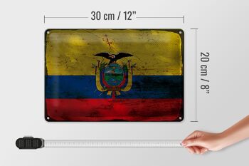 Signe en étain drapeau de l'Équateur 30x20cm, drapeau de l'équateur rouille 4