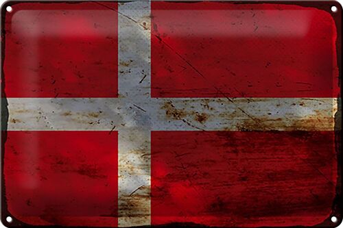 Blechschild Flagge Dänemark 30x20cm Flag of Denmark Rost
