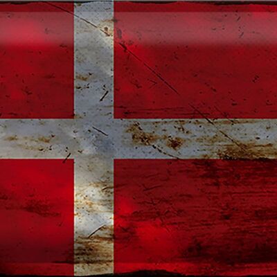 Targa in metallo Bandiera Danimarca 30x20 cm Bandiera della Danimarca Ruggine