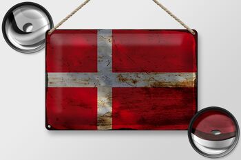 Signe en étain drapeau Danemark 30x20cm drapeau du Danemark rouille 2
