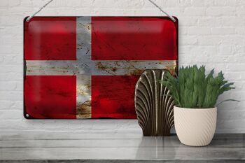Signe en étain drapeau Danemark 30x20cm drapeau du Danemark rouille 3