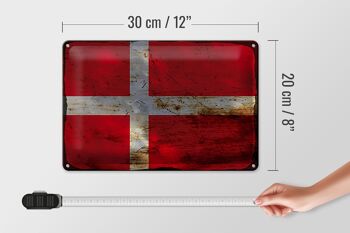 Signe en étain drapeau Danemark 30x20cm drapeau du Danemark rouille 4