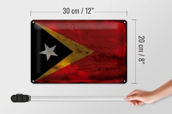 Panneau en étain drapeau du Timor oriental, 30x20cm, drapeau du Timor oriental rouille 4