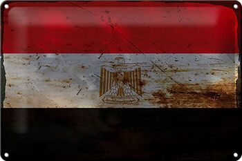 Signe en étain drapeau egypte 30x20cm, drapeau de l'egypte rouille 1