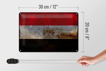 Signe en étain drapeau egypte 30x20cm, drapeau de l'egypte rouille 4