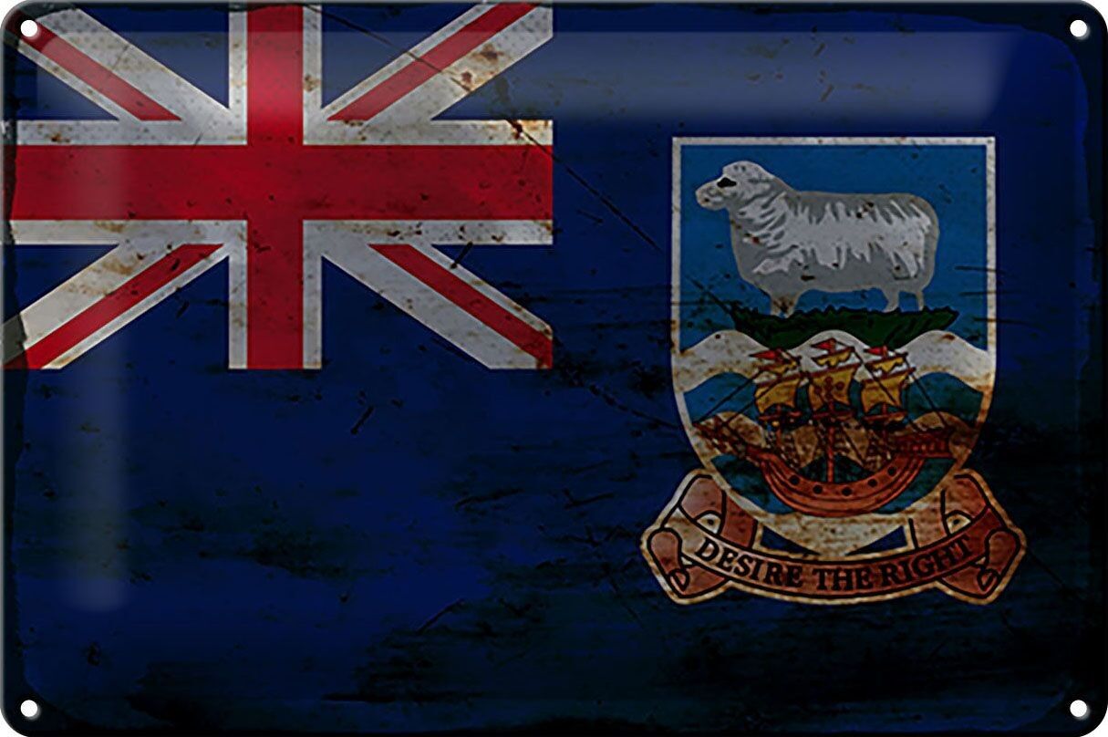 Drapeau en étain des îles Falkland, 30x20cm, drapeau rouille