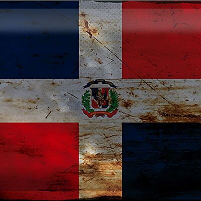 Targa in metallo bandiera Repubblica Dominicana 30x20 cm ruggine