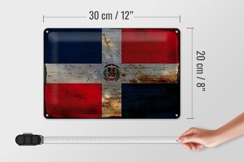 Panneau en tôle drapeau République Dominicaine 30x20cm rouille 4
