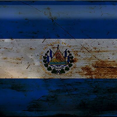 Cartel de chapa Bandera El Salvador 30x20cm El Salvador Óxido