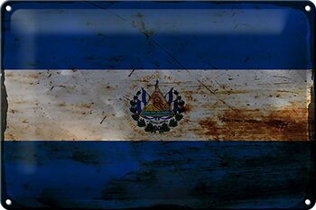 Signe en étain drapeau El Salvador 30x20cm El Salvador rouille 1