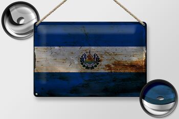Signe en étain drapeau El Salvador 30x20cm El Salvador rouille 2