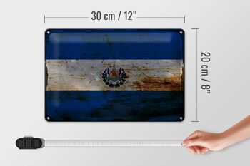 Signe en étain drapeau El Salvador 30x20cm El Salvador rouille 4