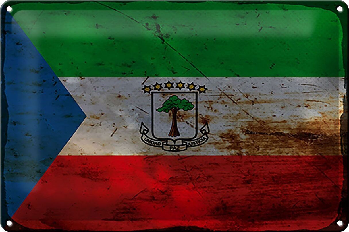 Blechschild Flagge Äquatorialguinea 30x20cm Flag Rost