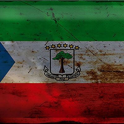 Cartel de chapa Bandera de Guinea Ecuatorial 30x20cm Bandera Óxido