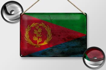 Signe en étain drapeau de l'Érythrée 30x20cm, drapeau de l'érythrée rouille 2