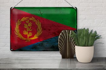 Signe en étain drapeau de l'Érythrée 30x20cm, drapeau de l'érythrée rouille 3