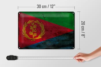 Signe en étain drapeau de l'Érythrée 30x20cm, drapeau de l'érythrée rouille 4