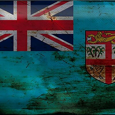 Cartel de chapa Bandera de Fiji 30x20cm Bandera de Fiji Óxido