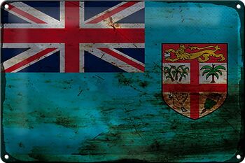 Signe en étain drapeau Fidji 30x20cm drapeau des Fidji rouille 1