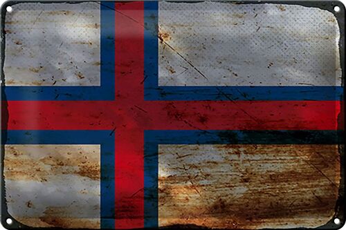 Blechschild Flagge Färöer 30x20cm Flag Faroe Islands Rost