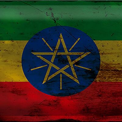 Blechschild Flagge Äthiopien 30x20cm Flag Ethiopia Rost