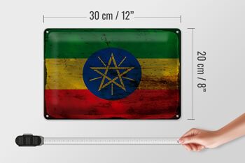 Signe en étain drapeau éthiopien 30x20cm drapeau éthiopien rouille 4
