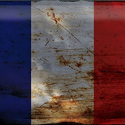 Targa in metallo Bandiera Francia 30x20 cm Bandiera della Francia Ruggine