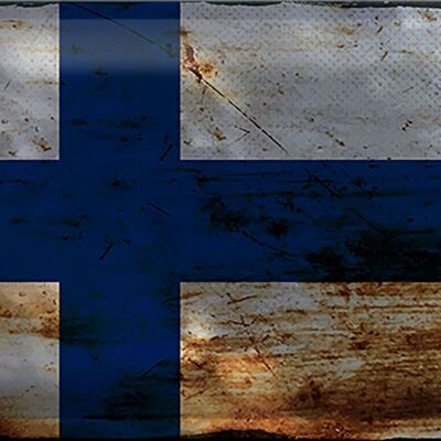 Tin sign flag Finland 30x20cm Flag of Finland Rust