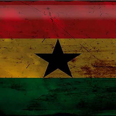 Targa in metallo Bandiera Ghana 30x20 cm Bandiera del Ghana Ruggine