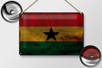 Signe en étain drapeau du Ghana 30x20cm, drapeau du Ghana rouille 2