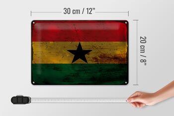 Signe en étain drapeau du Ghana 30x20cm, drapeau du Ghana rouille 4