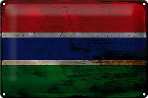 Blechschild Flagge Gambia 30x20cm Flag of the Gambia Rost