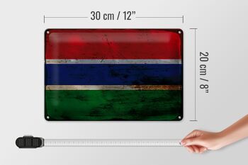 Signe en étain drapeau Gambie 30x20cm drapeau de la Gambie rouille 4