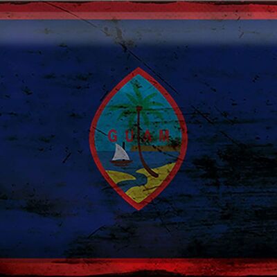 Signe en étain drapeau Guam 30x20cm drapeau de Guam rouille